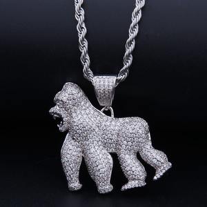 Nuevo Colgante de Diamantes con Diseño de Gorila Rugiente King Kong, Estilo Hip Hop Europeo y Americano, Gorila Caminando, Chapado en Oro de 14K - Product Image 2