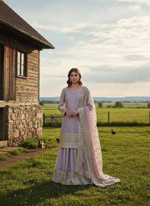 Ensemble Plazzo ethnique indien haut de gamme pour femme – Ensemble Kurta en soie pure avec broderies riches et dupatta, prêt-à-porter, tenue de créateur - Product Image 3