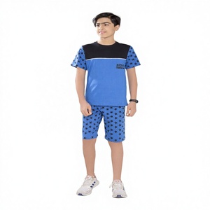 Vente en gros de tenues d'été pour garçons Stock prêt Capri ensemble pantalon à carreaux t-shirt décontracté 100% coton Designer Collection Tirupur Inde - Product Image 1