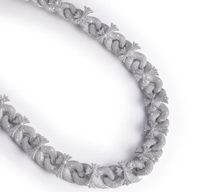 Luxury Rhodium Plated Silver Moissanite AAAA Pearl Pave Setting Link Chain <b>Statement</b> <b>Necklace</b> Women's Party Jewelry - Product Image 2