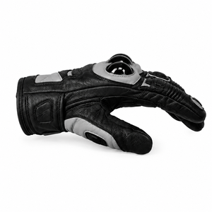 Guantes de Motociclista Negros y Grises de Primera Calidad, Protección Rígida en los Nudillos, Palma de Cuero, Antideslizantes, Pantalla Táctil, Dedos Completos - Product Image 5