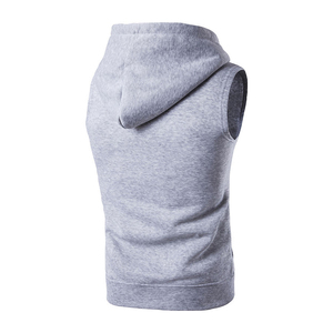 Hoodie sans manches coupe classique 100 % coton zippé respirant séchage rapide décontracté confortable pour homme - Product Image 6