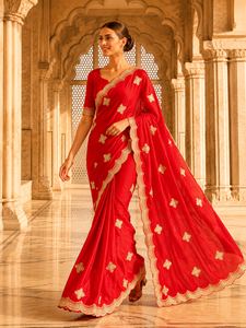 Sari de Terciopelo y Satén para Mujer, Diseño Indio Personalizado de Vexotrend, Hermoso Diseño Patola, Estilo Tradicional para Bodas y Fiestas - Product Image 4