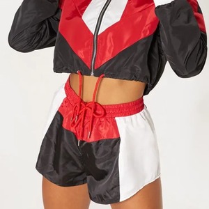 Ensemble short coupe-vent pour femme, couleur unie, deux pièces, streetwear, survêtement décontracté, vêtements de sport d'extérieur, respirant, séchage rapide - Product Image 3