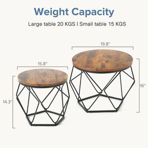 Modern <b>Nesting</b> <b>Coffee</b> <b>Table</b> <b>Set</b> of 2 Small Round Accent End <b>Tables</b> for Living Room or Bedroom Rust - Product Image 3