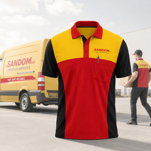 SANDOM ™   Services logistiques, polo personnalisé avec logo, vêtements de travail haut de gamme pour livreurs et coursiers - Product Image 1