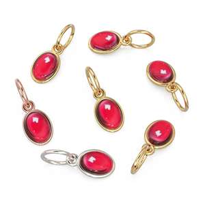 จี้ทองคำแท้รูปไข่ประดับทับทิมสีแดงสด / จี้ทองคำทำมือประดับพลอยสีแดงสดธรรมชาติ / เครื่องประดับทองคำ 14k สีเหลือง 1 ชิ้น - Product Image 3