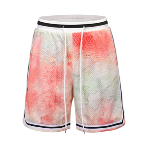 Shorts de basket-ball en maille pour hommes, double couche, 5 pouces d'entrejambe, impression par sublimation sur polyester de haute qualité, logo personnalisé du fabricant, style hip-hop - Product Image 1