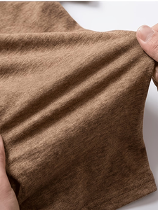 Men's V-Neck Short Sleeve Solid for Cotton Casual T-Shirt Regular Fit Breathable Enzyme Wash Jersey Fabric 180g Eco-Friendly - Product Image 5