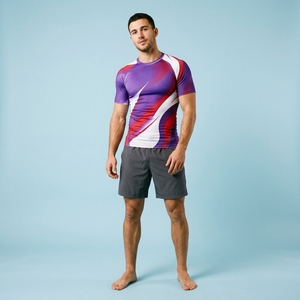 Custom Mens Athletic Training Compression Shirt Half Sleeve Gym Fitness Running Wear - Product Image 6