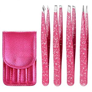 Juego de 4 Pinzas de Cejas Clásicas de Acero Inoxidable Inclinadas, Ligeras, Duraderas y de Alta Calidad, con Acabado Personalizado para Hombres y Mujeres - Product Image 1