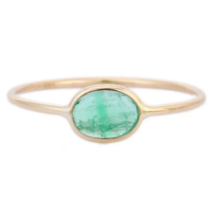 18K <b>Gold</b> Emerald Stacking <b>Ring</b> Set-Eternity Bands with Oval Turquoise Peridot Sapphire <b>Opal</b> & Citrine - Product Image 1
