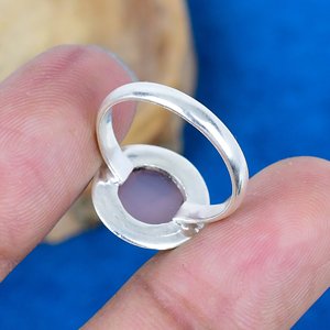 Handmade Pink Chalcedony Round Shape Gemstone <b>Ring</b> <b>925</b> Sterling <b>Silver</b> - Product Image 4