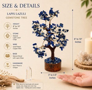 ALIF 300 Chips Árbol de la Fortuna de Lapislázuli Natural Hecho a Mano con Gemas, Decoración para el Hogar, Meditación, Reiki, Regalo, Venta al por Mayor, Gujarat - Product Image 3