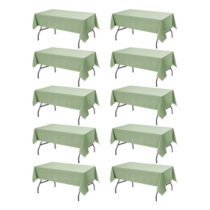 10 Pack Sage <b>Green</b> 60 X 84 Inches Rectangle Tables <b>Tablecloths</b> Stain Resistant Polyester Fabric Washable for 4 Foot Tables - Product Image 1
