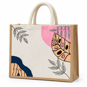 Sac fourre-tout en jute naturel doré personnalisable, taille moyenne, fermeture éclair robuste, poignées en corde, logo personnalisé, shopping - Product Image 1