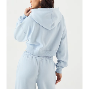 Conjunto de Sudadera con Capucha y Top Corto de Punto Casual para Mujer, Ropa de Estar por Casa, Chándal de Invierno con Patrón Liso, Ajuste Holgado, Antiestático, de Forro Polar - Product Image 4