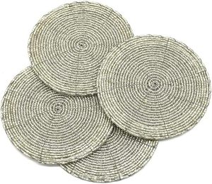 Sous-verres ronds en perles de verre de 4 pouces, faits à la main, style bohème - Product Image 2
