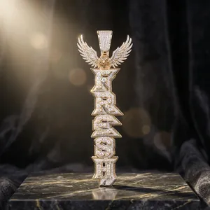 Pendentif en diamant de laboratoire en forme d'aigle du Texas, or massif, style hip-hop, bijou personnalisé unisexe pour elle - Product Image 1