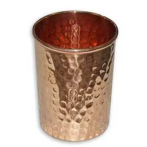 Lot de 2 gobelets à boire en cuivre pur à rayures, verres à eau à motif, vaisselle ayurvédique pour la santé, fournisseur en gros - Product Image 6