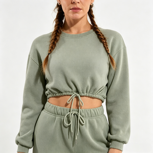 Ensemble de survêtement deux pièces pour femmes, logo personnalisé, pantalons de jogging, marque privée, fabricant et fournisseur de vêtements de sport en gros - Product Image 4