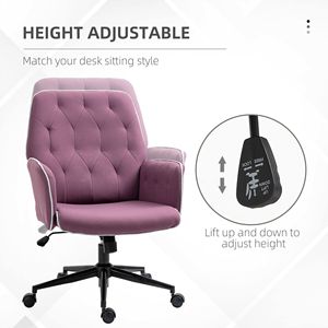 Sedia Girevole Viola Trapuntata per Ufficio Domestico, Certificata BIFMA, Sedia da Scrivania Regolabile in Altezza con Braccioli Imbottiti e Telaio in Ferro - Product Image 4