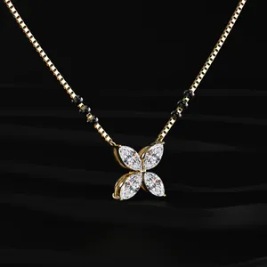 Pendentif Mangalsutra en Or avec 4 Diamants CVD de laboratoire taille Marquise, Couleur D-E, Certifié IGI, Clarté VVS-VS, pour Fiançailles, Mariage et Fêtes - Product Image 4