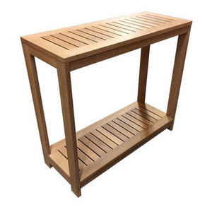 Mesa Consola Moderna de Madera Maciza con Listones para Interiores y Exteriores, Acabado Natural de Lujo, Rectangular, para Pasillo o Entrada - Product Image 2