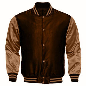 Chaqueta Bomber Varsity Acolchada Personalizada, Cuerpo Rojo Brillante, Mangas con Rayas, Puños con Aspecto Satinado, Estilo Béisbol, Cuello Camisero, 100% Algodón - Product Image 6
