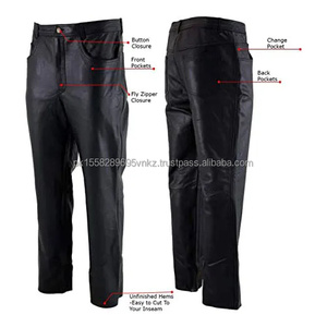 High Quality Men Genuine Real Leather Biker Pants Slim Fit Motorcycle Racing <b>Trousers</b> Black OEM Wholesale Supply - Product Image 2