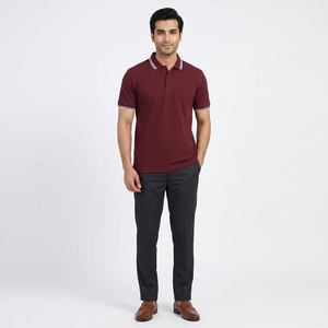 Polo en coton léger pour hommes, col côtelé, tissu doux, décontracté, mode d'été, vêtements confortables à manches courtes - Product Image 1