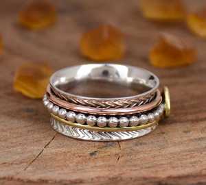 Wholesale Handmade 925 Sterling <b>Silver</b> Unisex Signet <b>Spinner</b> <b>Ring</b> Plain Band Pave Setting Custom Plated for Wedding Engagement - Product Image 6
