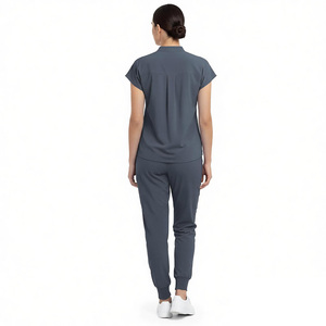 Ensemble de tenues médicales unisexe, uniforme d'hôpital, pantalon tricoté en coton et polyester, vêtements d'infirmière, couleur grise, détection d'aiguilles - Product Image 2