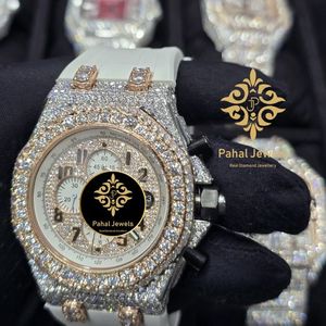 Montre chronographe à quartz pour homme Pahal Jewels Luxury, sertie de diamants, avec cristal saphir, bracelet en acier inoxydable, boîtier rond de 46 mm - Product Image 3