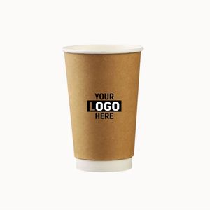 แก้วกระดาษคราฟท์แบบใช้แล้วทิ้งสองชั้นสำหรับกาแฟและชานมแบบนำกลับบ้าน รับพิมพ์โลโก้ตามสั่ง - Product Image 4