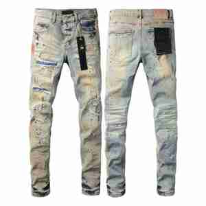 Nuevos Jeans Slim Fit para Hombre 2026, Pantalones Skinny con Estampado Desgastado, Cintura Media, Estilo Urbano, con Efecto de Reparación de Pintura y Suavizante - Product Image 4