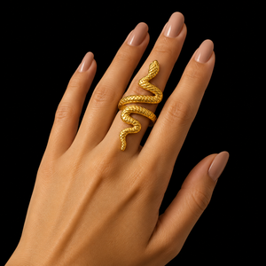 Anillo de Serpiente Chapado en Oro Ajustable de Plata Esterlina 925 con Corte Brillante Redondo, de Moda, para Mujer, Regalo Gótico para Fiesta - Product Image 3