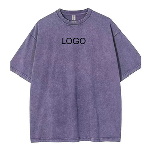 T-shirt Homme Vintage Uni Personnalisable avec Logo, Effet Délavé Acide, Respirant, Style Urbain - Product Image 1