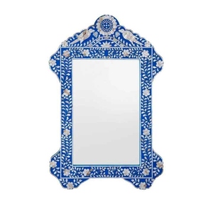 Rectangular Mother of Pearl Inlay <b>Mirror</b> Handmade Wooden <b>Wall</b> <b>Mirror</b> for Bedroom and Bathroom - Product Image 1