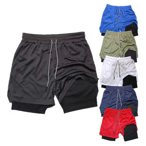 Pantalones cortos de doble capa delgados de verano de alta calidad para hombre, pantalones cortos transpirables personalizados para fitness al aire libre para hombre - Product Image 1