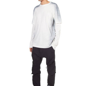 T-shirt décontracté pour homme en jersey 100 % coton double couche, respirant, 180 g, à manches longues, col rond, imprimé personnalisé, coupe oversize - Product Image 6