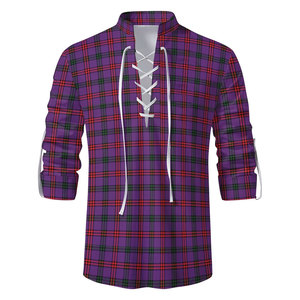 Chemise écossaise traditionnelle Jacobite Ghillie Kilt à carreaux modernes Montgomery pour homme, à manches longues et à lacets, style Highland - Product Image 1