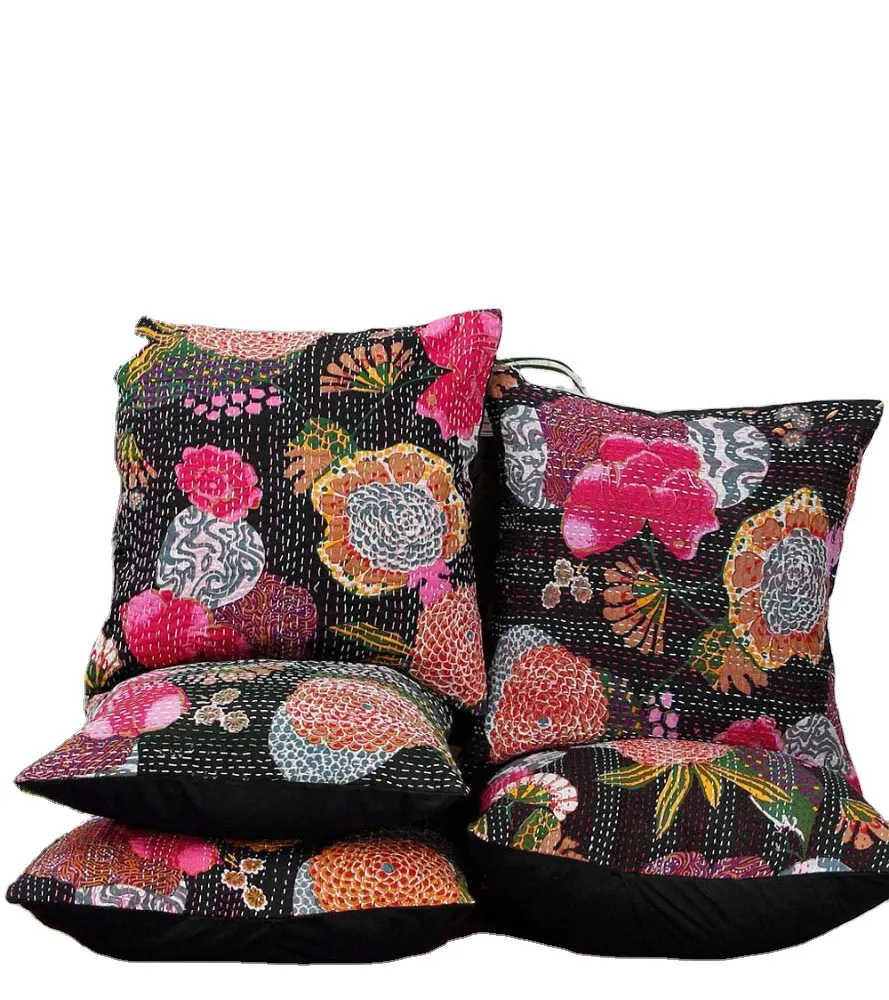 Fabbricazione export fodera per cuscino kantha in cotone di design per divano, divano, sedia, cotone, lino, cuscini decorativi, fodere per cuscini