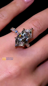 Luxury Marquise Cut Lab Grown Diamond Engagement <b>Ring</b> <b>Silver</b> Gold Hidden Halo <b>Solitaire</b> <b>Ring</b> Wedding Promise <b>Ring</b> for Women - Product Image 2