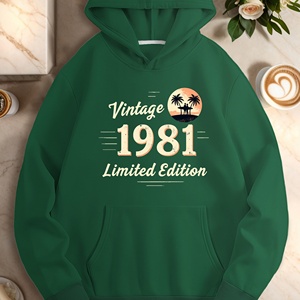 Sudadera con Capucha Casual para Mujer, Edición Limitada Vintage 1981, Tejida, 100% Poliéster, Estampado por Transferencia de Calor - Product Image 1