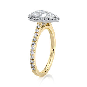 Anillo de Compromiso con Halo de Diamantes Cultivados en Laboratorio, Corte Pera, 2.15 CT, Banda Pavé, Certificado IGI, Lujoso, Chapado en Oro de 14kt con Rodio, Regalo de Aniversario - Product Image 6