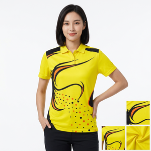 Men's Short Sleeve <b>Polo</b> Shirt Yellow Black <b>Orange</b> Abstract Geometric Print Quick Dry Knitted Polyester Sporty Fit - Product Image 5