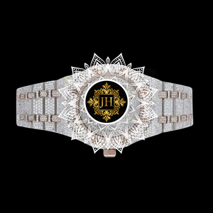 Reloj de Lujo de Moda 2026 de Acero Inoxidable con Moissanita Helada, Tono Plateado, Esfera Totalmente Adornada con Marcadores Baguette, de Gran Impacto - Product Image 2