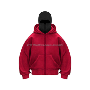 Nouveau Hoodie Balaclava Unisexe Élégant Personnalisé Imprimé Brodé Délavé à la Pierre Épais Imperméable 100% Coton Hiver Homme Fermeture Éclair Intégrale - Product Image 3