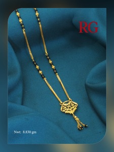 Collier long classique authentique en or massif 22 carats, mangalsutra, bijoux de mariage indiens traditionnels, maharashtrien, 44,360 GM - Product Image 2